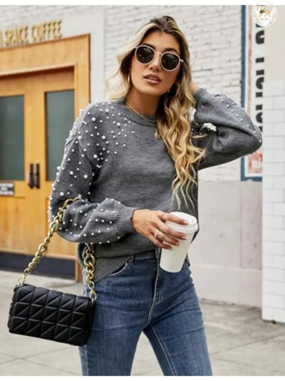 Oversized Chunky Knit Pullover Sweater Long Lantern Sleeve Mock Neck